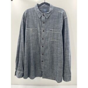 GH Bass Mens XXL Blue Chambray Cotton Long Sleeve Button Down Work Shirt 1698